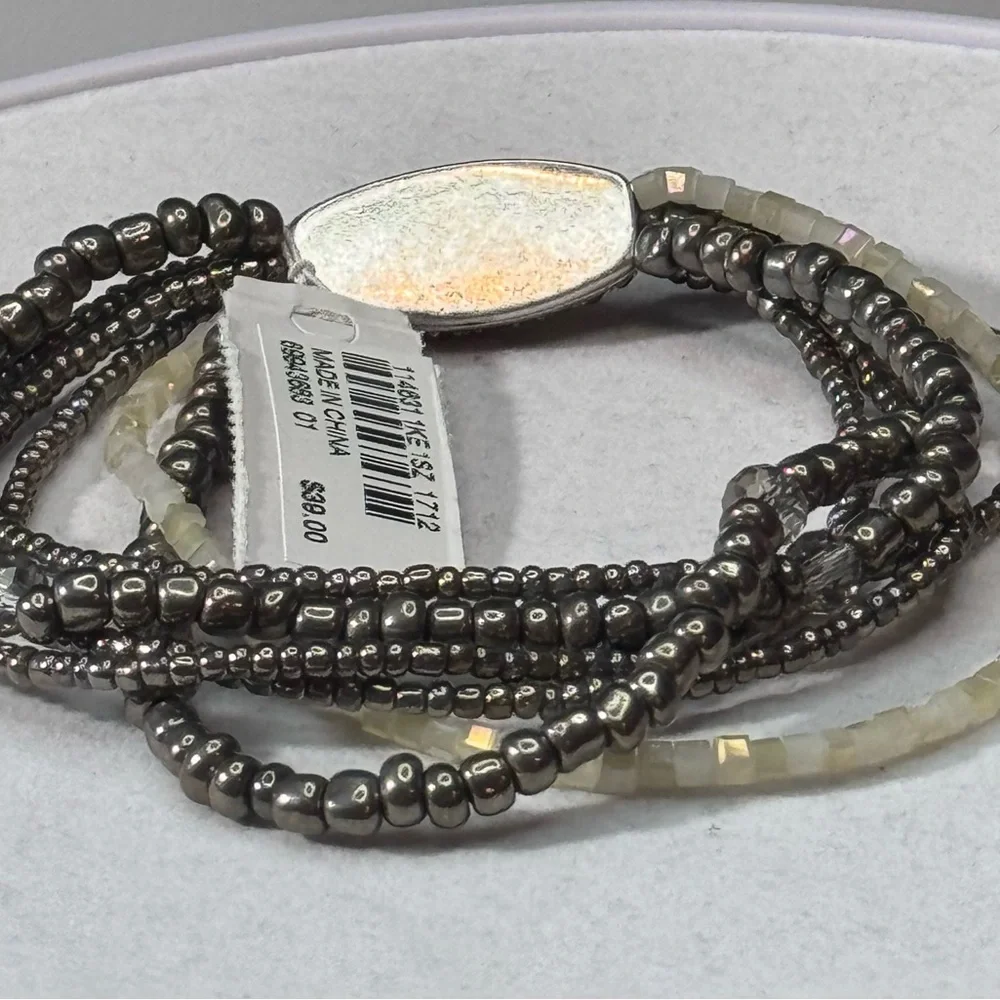 J Jill Hematite Marquisite Beaded Stretch Statement Bracelet - Picture 9 of 9